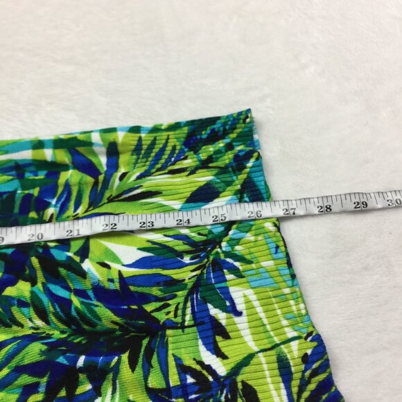 Cache Knit Top Sweater Sz XS Womans Green Blue Floral Knit Studded Short Sleeve - Picture 10 of 13